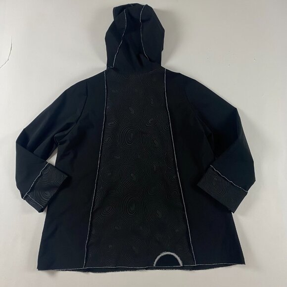 Vintage 90s Red Rover Jacket Women's XL Black Abstract Softshell Made in the USA - Picture 2 of 11